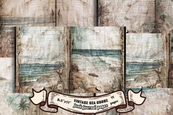 Download Vintage Sea Shore Junk Journal Pages - Premium Bundle