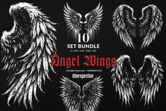 Download 10 Bundle Dark Art Angel Wings Heaven - Angel Collection