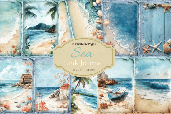 Download Blue Sea Junk Journal Printable Pages - Premium Bundle